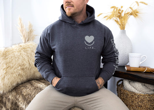 L.I.F.E. "Love is for Everyone" Soft Focus Tonal Men's Graphic Hoodie Sweatshirt