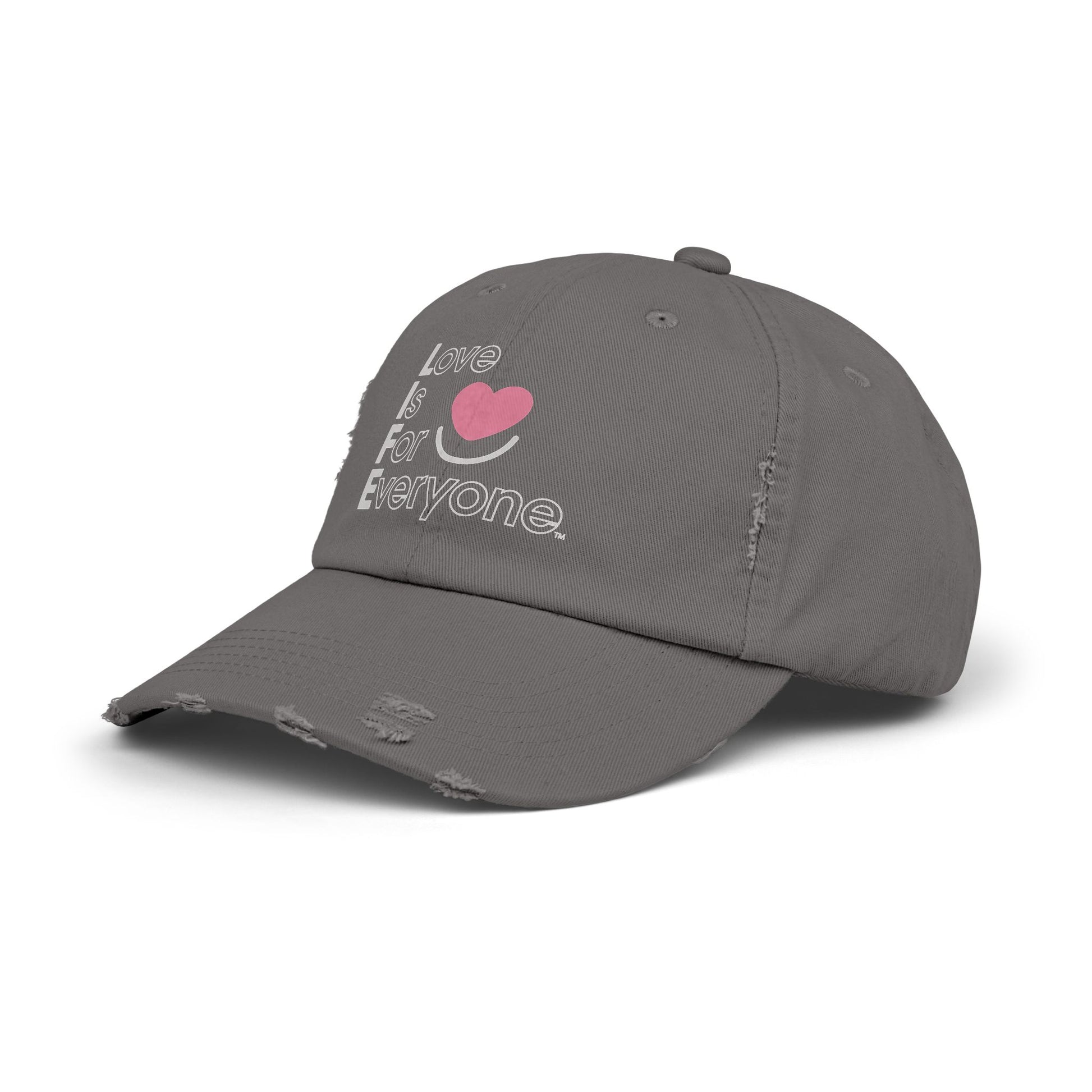 Side view of charcoal pigment -dyed dad hat highlighting curved visor and unstructured crown.