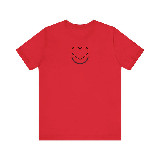 Men's Signature Tee laid flat, front clean view of heart smile design.
