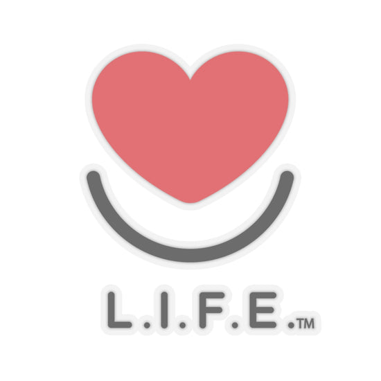 Transparent L.I.F.E. 4x4 vinyl sticker with classic L.I.F.E. logo.
