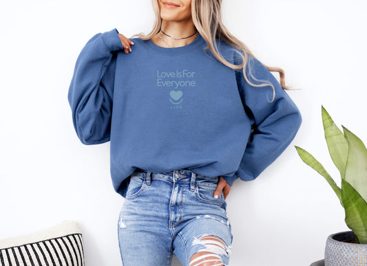 L.I.F.E. "Love is for Everyone" Soft Spoken Tonal Women's Graphic Crewneck Sweatshirt