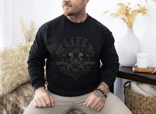 L.I.F.E.® "Love is for Everyone" Siamese Skeletons Men's Graphic Crewneck Sweatshirt