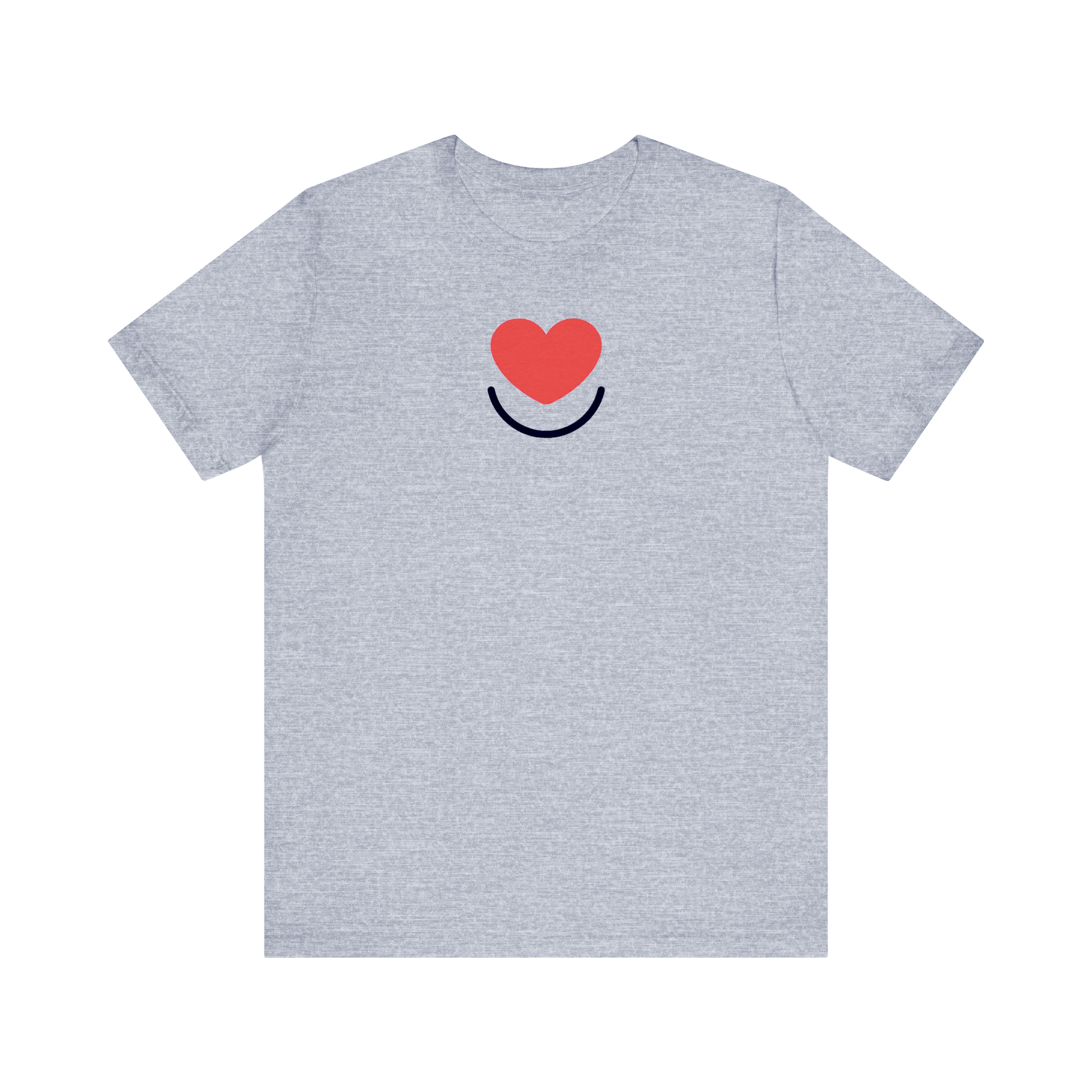 Men's Signature Tee laid flat, front design is clean heart smile logo. 