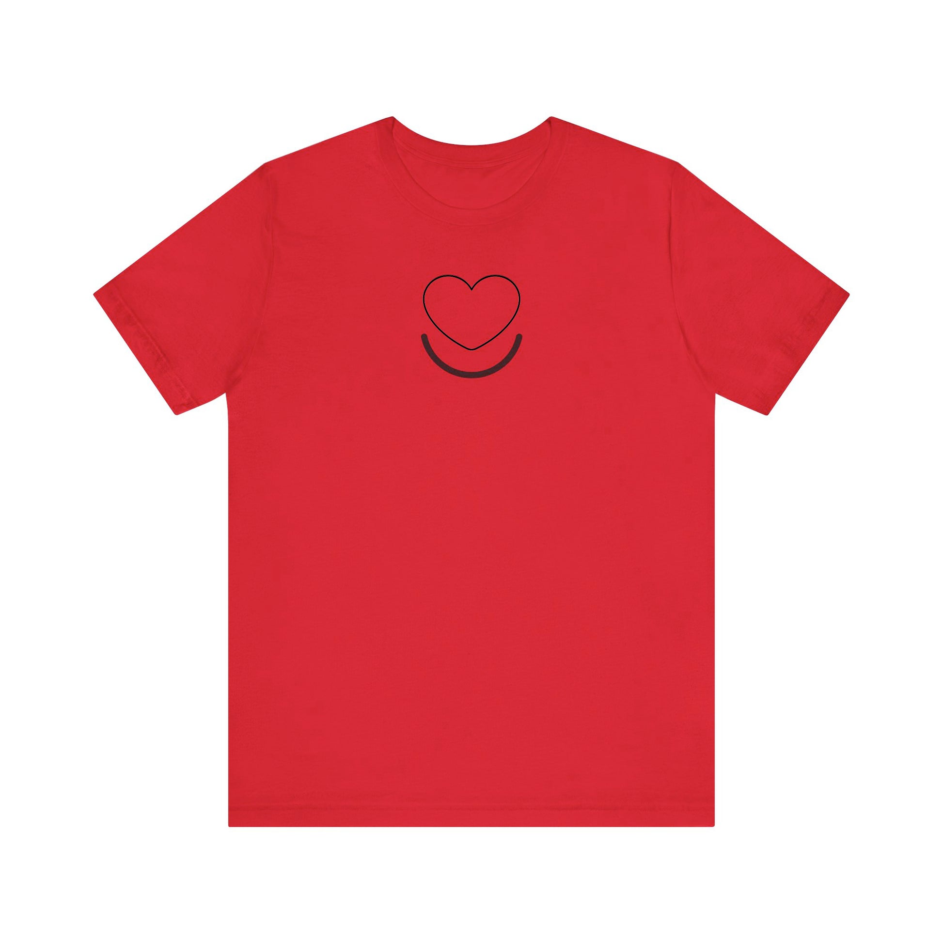 Men's Signature Tee laid flat, front clean view of heart smile design.