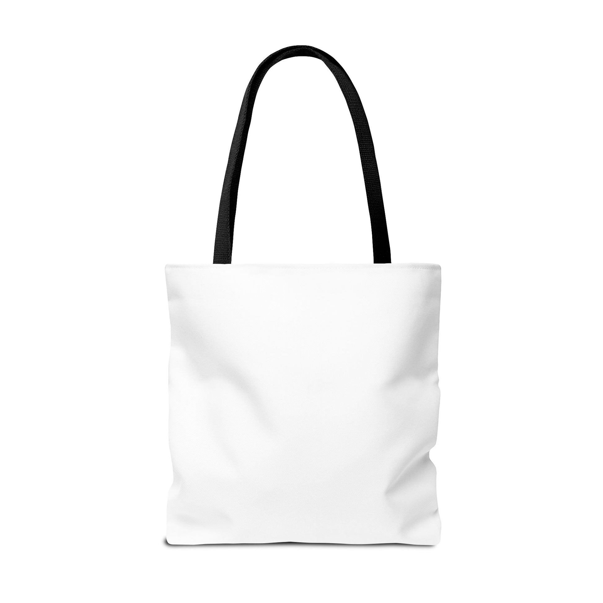 Back view 18"x18" L.I.F.E. canvas heavyweight tote bag with contrast black handles.