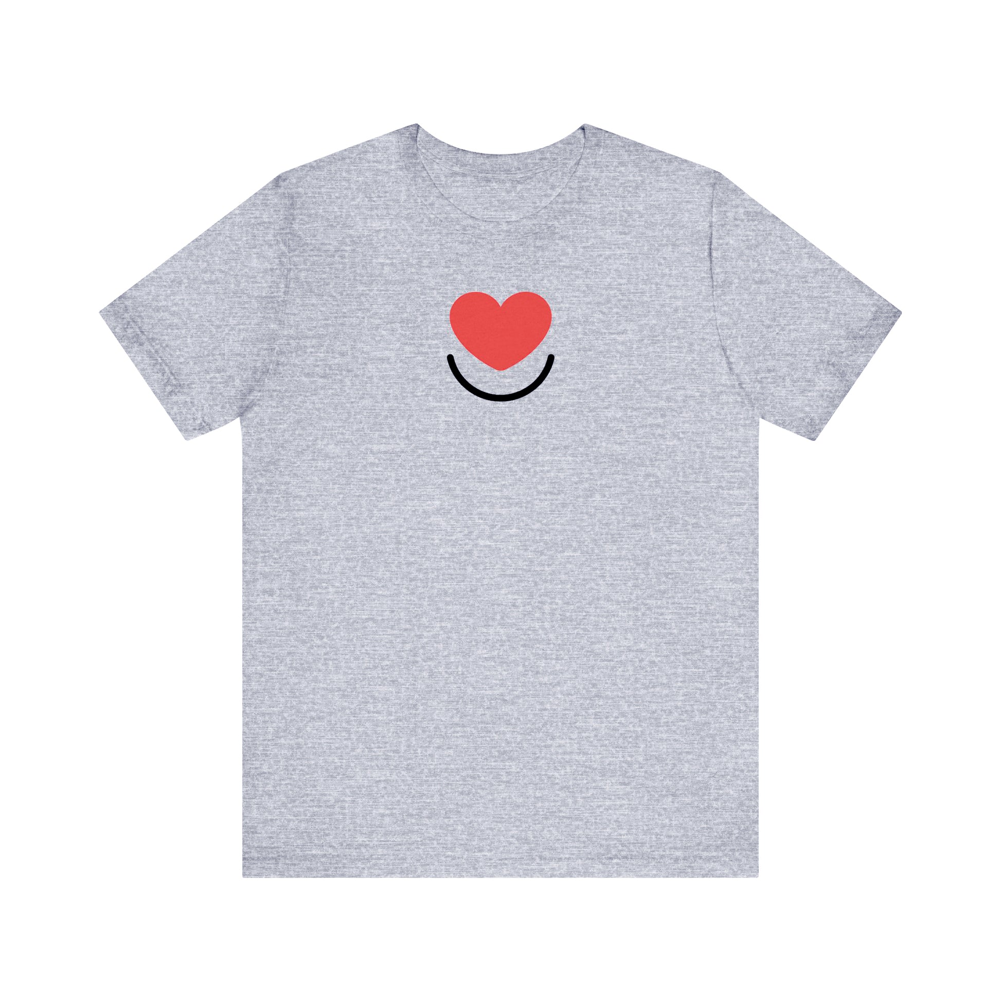 Front of athletic heather L.I.F.E. Signature graphic T-shirt with heart logo. 